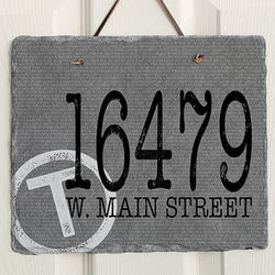 Personalized Initial Stamped Address Slate Plaque