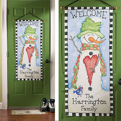 Personalized Rustic Snowman Hanging Canvas