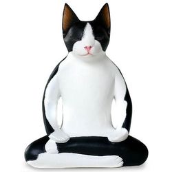 Yoga Cat Wood Statuette