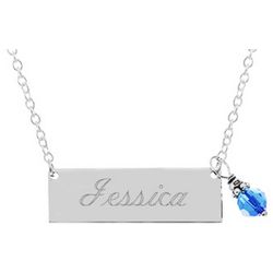 Personalized Nameplate Necklace with Dangling Birthstone