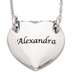 Stainless Steel Engraved Name Arty Heart Necklace
