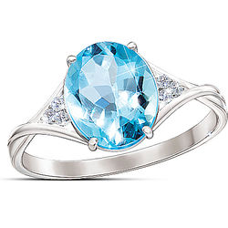 True Blue 3-Carat Blue and White Topaz Ring