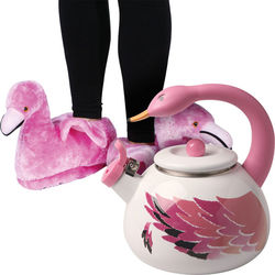 Spot of Tea Flamingo Slippers and Teapot