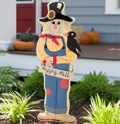 Scarecrow Stake with Happy Fall Burlap Banner