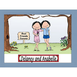 Personalized Friends/Sisters Cartoon Matted Print