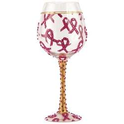 Pink Ribbon Super Bling Wine Glass