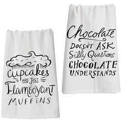 2 Chocolate and Cupcake Design Tea Towels