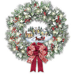 Musical Christmas Village Wreath
