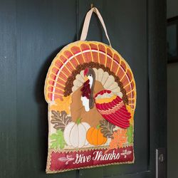 Give Thanks Thanksgiving Turkey Door Decor