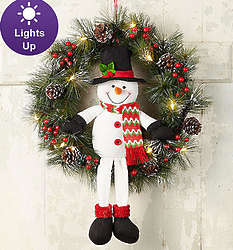 22" Snowman Wreath with LED Lights