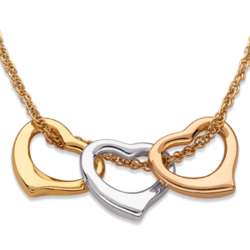 Tri-Color Triple Heart Necklace