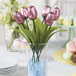 Pink Foil-Wrapped Chocolate Tulips