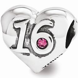 Sweet 16 Swarovski Crystal Birthstone Heart Bead