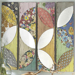 Set of 4 Patchwork Floral Wall Art