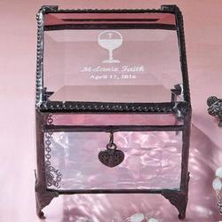 Personalized Holy Communion Glass Chalice Blessings Box