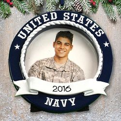 Personalized US Navy Picture Frame Ornament