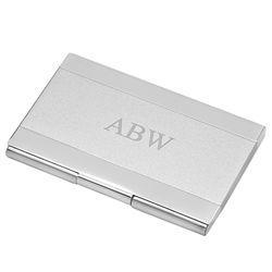 Monogrammed 2-Tone Business Card Holder with Personalized Logo