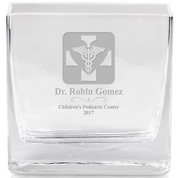 Personalized Doctor's Square Glass Vase