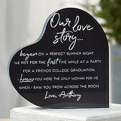 Our Love Story Personalized Heart Plaque in Black