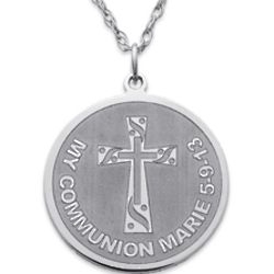 Sterling Silver Cross and Message Disc Necklace