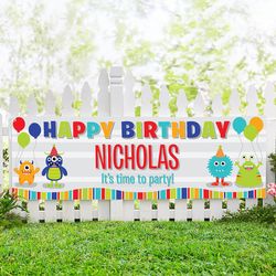 Personalized Little Monsters Birthday Banner