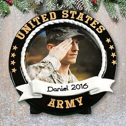 Personalized US Army Photo Frame Ornament