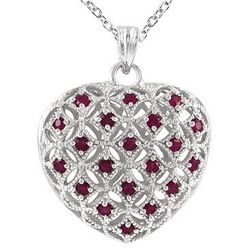 Ruby Heart Pendant in Platinum Plated Sterling Silver