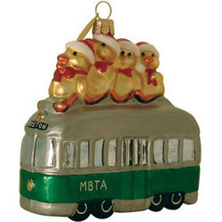 All Aboard for Christmas! Boston MBTA Green Line Trolley Ornament