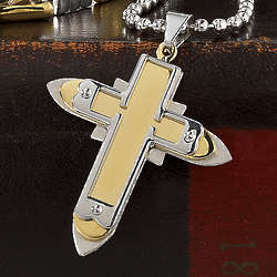 Two-Tone Stainless Steel Cross Pendant