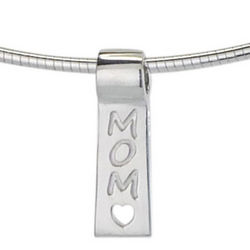 Mom with Open Heart Silver Slide Necklace