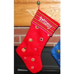 Knit & Sequined Dot Personalized Christmas Stocking