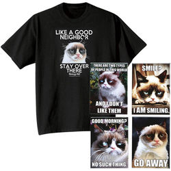 4 Grumpy Cat Magnets and Stay Over There T-Shirt