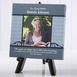 In God's Hands Personalized Memorial Photo Canvas Tabletop Art