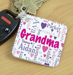 Personalized Grandma's Heart Word-Art Key Chain