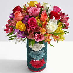 Deluxe Mom's Smiles & Sunshine Bouquet in All Across Africa Vase