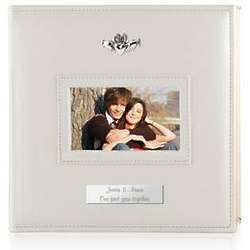 Personalized White 4x6 Photo Album with Silver Claddagh