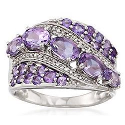 Amethyst and Diamond Wave Ring