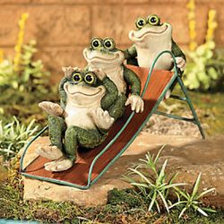 Frogs on a Slide Garden Statue