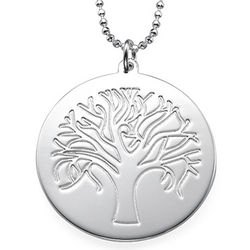 Sterling Silver Tree Necklace with Personalized Engraving on Back