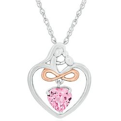 Lab-Created Pink Sapphire Mother and Baby Heart Pendant