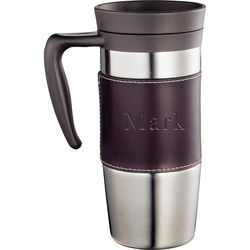 Classic Personalized Stainless Steel and Leather Travel Mug