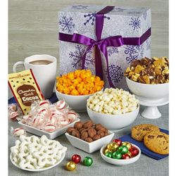 Silver Snowflake Snacks and Sweets Sampler Gift Box