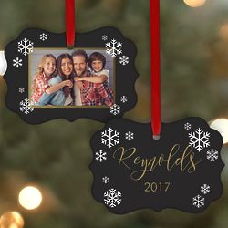 Personalized Family Photo Double-Sided Snowflake Ornament