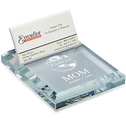 World's Best Mom Crystal Business Card Holder & Paperweight