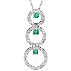 Diamond & Emerald Trio-Circle Pendant