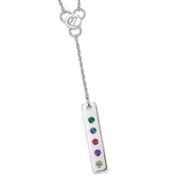 Sterling Silver Family Birthstone Bar and Initial Necklace