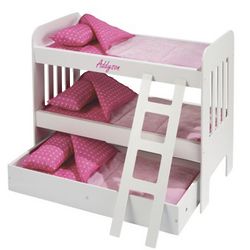 Personalized Doll Bunk Bed with Trundle