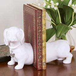 Dachshund Bookends in White