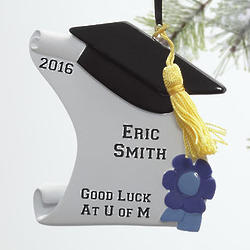 Graduate's Personalized Diploma and Cap Christmas Ornament