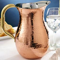 Hammered Copper Pitcher with Ice Guard